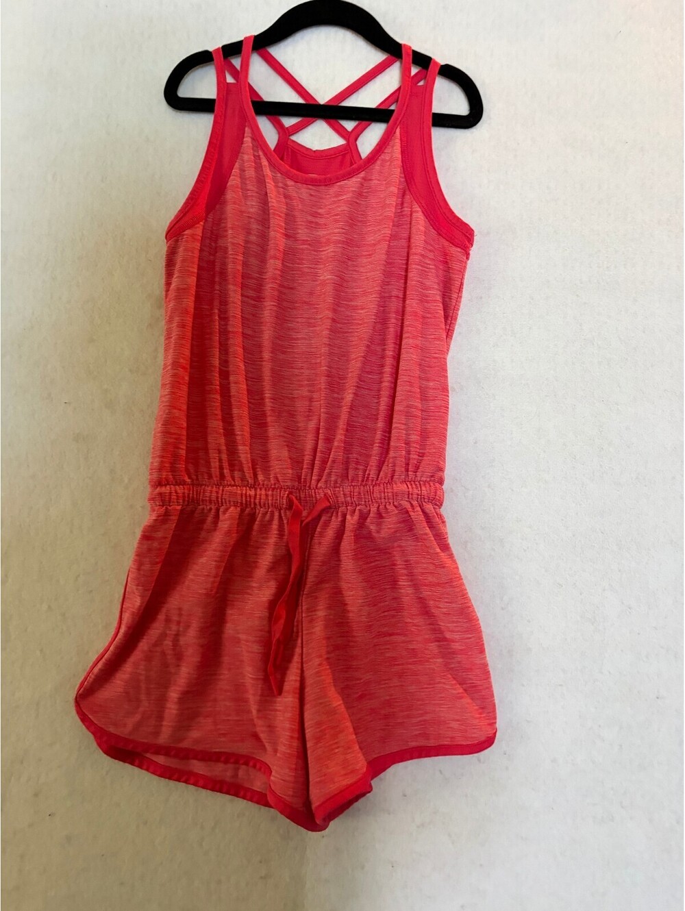 Athleta Kids Pink Sleeveless Romper with Crisscross Back Medium